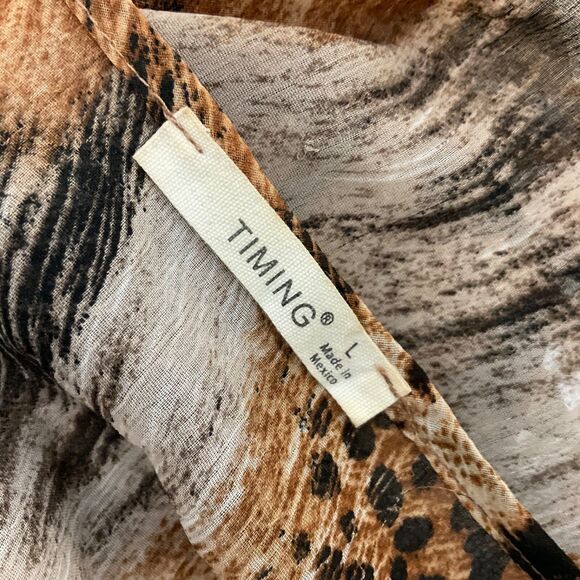 Women’s L hi low swim Cover Up sz. L cardigan Animal Print Open Front Boho sheer - Picture 3 of 7
